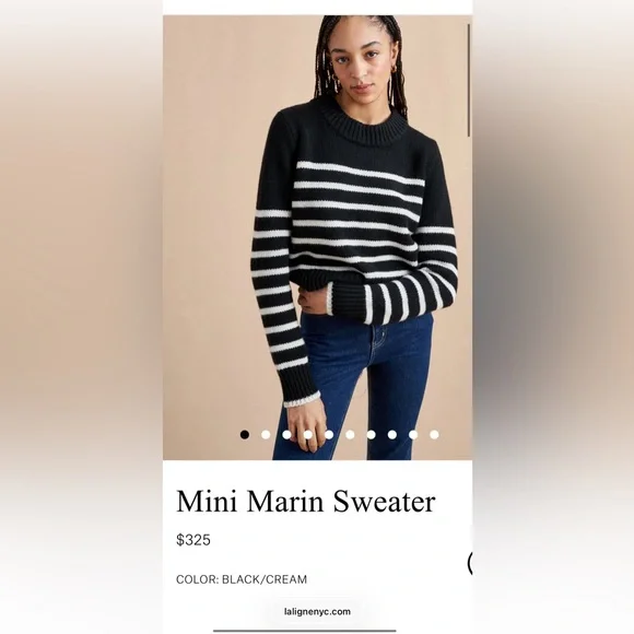 La Ligne Mini Marin Sweater Black Cream Stripe - Picture 1 of 9